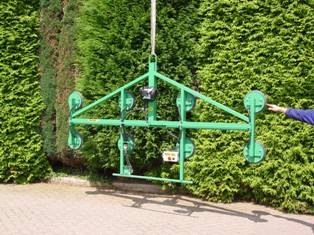 Horse8, vacuumlifter, vacuumheffer voor groot glas, vakuum hebe gerat, Vantouse 800 kg, glaszuiger om grote plateau's ter verplaatsen in het glas magazijn.